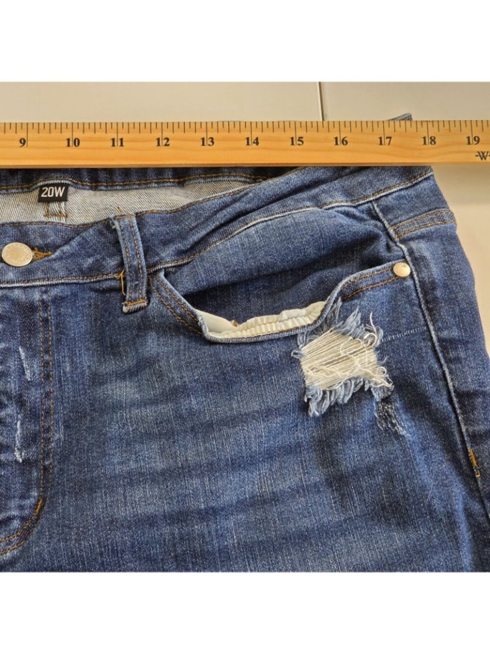 Judy Blue Skinny Jeans 20W Dark Blue Destroyed Distressed Cuffed Stretch JB8822 - Picture 5 of 16